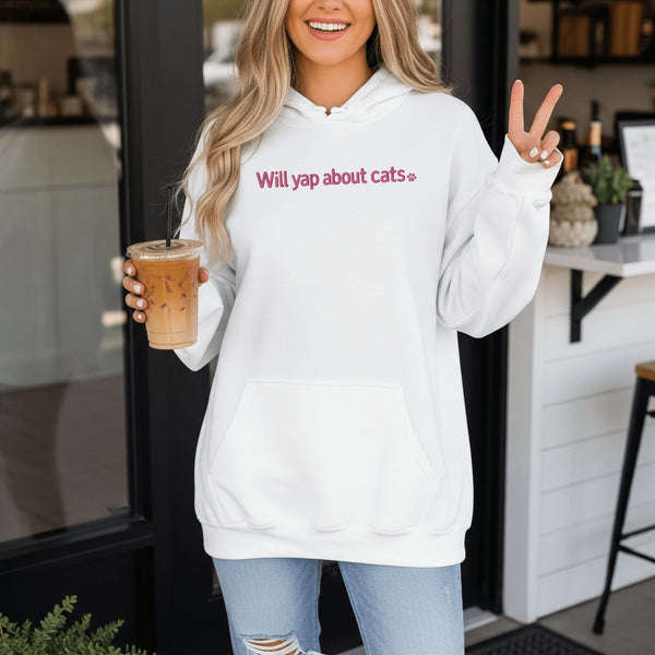 This embroidered hoodie is for the unapologetic cat person who knows that every meow, toe bean, and zoomie is worth sharing with the world.